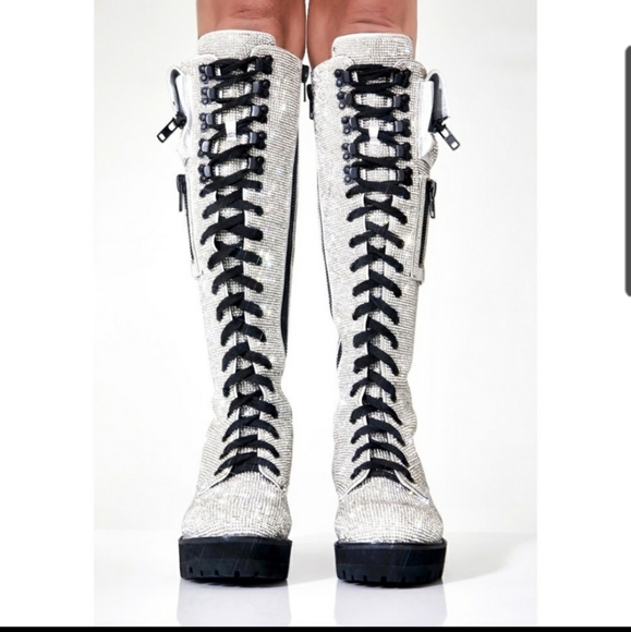 ISO billionaire bling knee high platform boots 11 - Picture 2 of 4